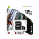 Memoria Flash Kingston Canvas Select Plus, 128GB MicroSDXC UHS-I Clase 10, con Adaptador - Negro