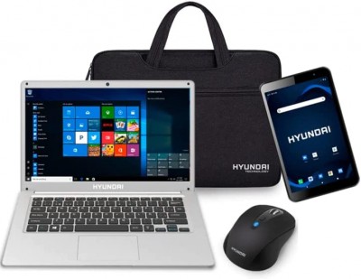 Hyundai HYbook, 14.1" Intel Celeron N4020, 4GB/128GB, W10 Home, Gray + HYtab Plus 8WB1, 8" 2GB/32GB, Android 11 Go, Black