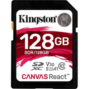 Kingston Canvas React 128 GB Clase 10/UHS-I (U3) SDXC - 1 paquete