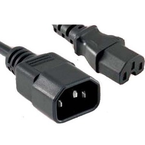 ENET C14 to C15 10ft Black Power Extension Cord 14 AWG 15A NEMA IEC-320 C14 to NEMA IEC-320 C15 Black 10'