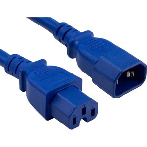 ENET C14 to C15 6ft Blue Power Extension Cord 14 AWG 15A NEMA IEC-320 C14 to NEMA IEC-320 C15 Blue 6'