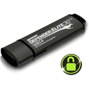 Unidad flash Kanguru Defender Elite30 Robusto - 64 GB - USB 3.0 - Negro - 256-bit AES - Conforme con normas TAA