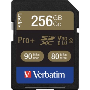 SDXC Verbatim PRO Plus - 256 GB - Class 10/UHS-I (U3) - 1 Paquete(s) - Conforme con normas TAA